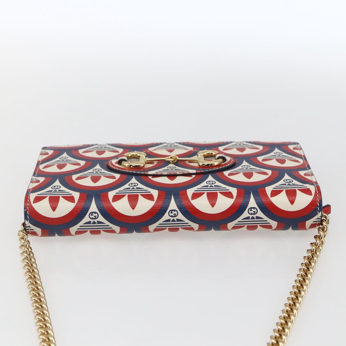 GUCCI adidas Horsebit Chain Shoulder Wallet Leather Gold 621892 Auth 168261SAM