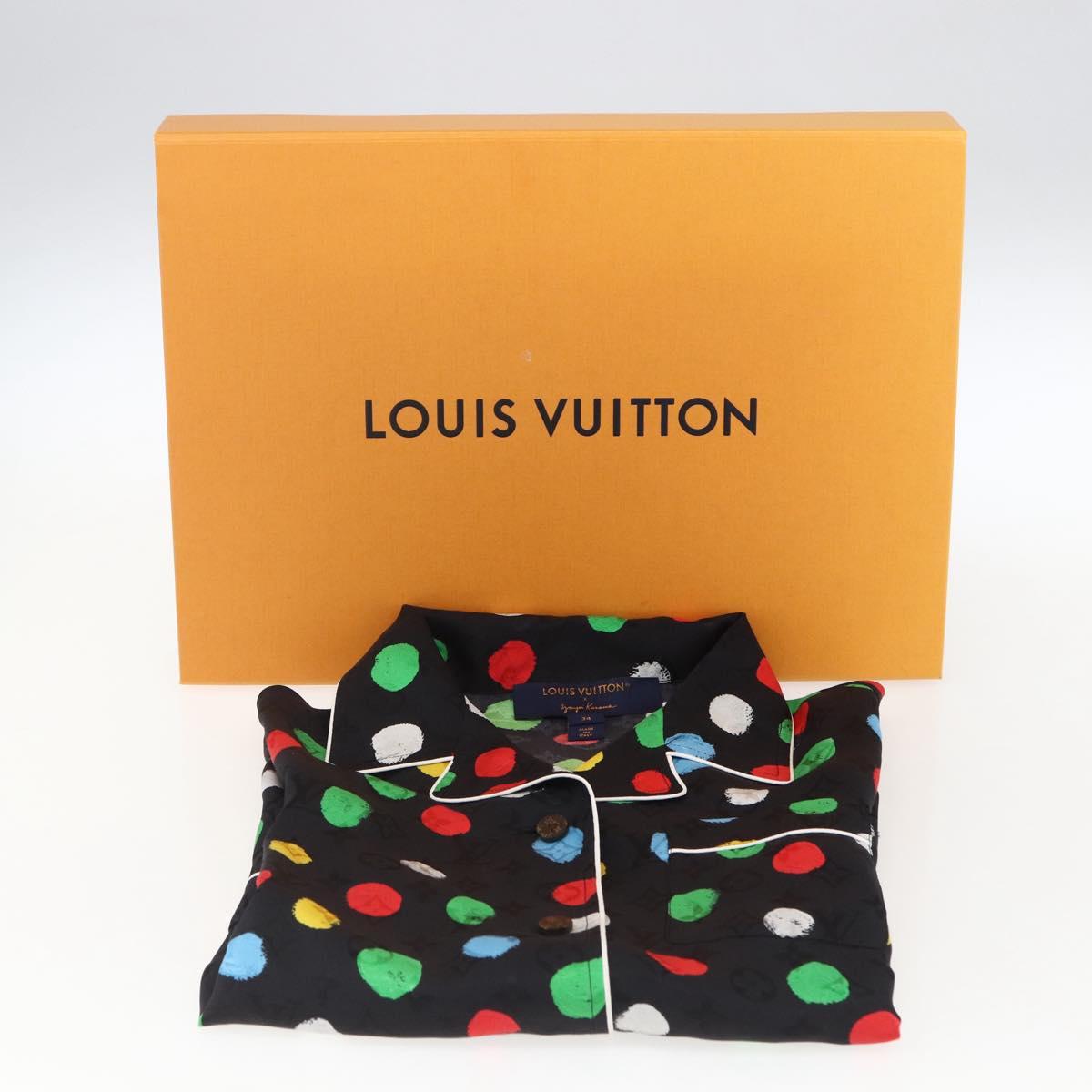 LOUIS VUITTON Monogram Eclipse LV x YK Pajamas Silk Black LV Auth 168263M