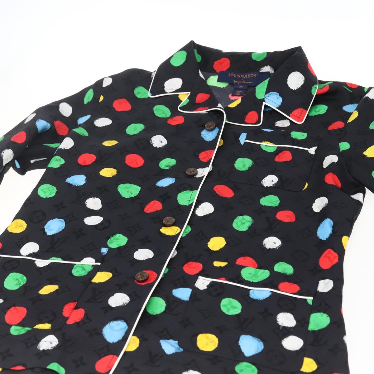 LOUIS VUITTON Monogram Eclipse LV x YK Pajamas Silk Black LV Auth 168263M