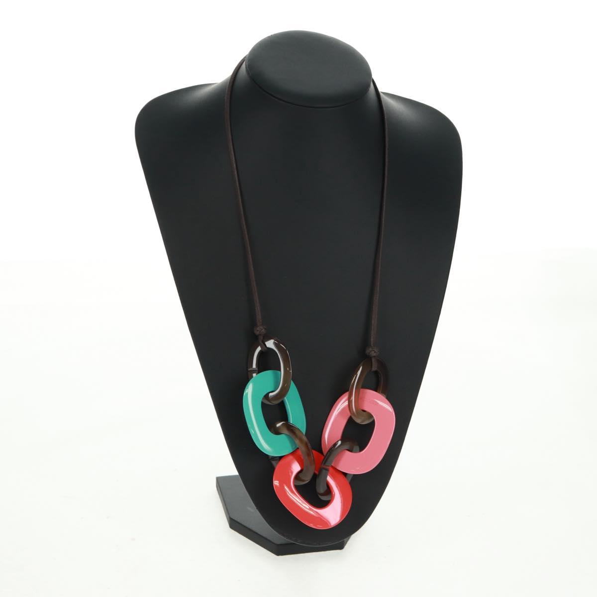 HERMES Caramba Necklace plastic Multicolor Auth 168270V