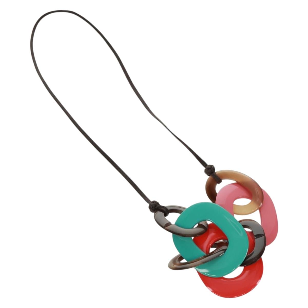HERMES Caramba Necklace plastic Multicolor Auth 168270V