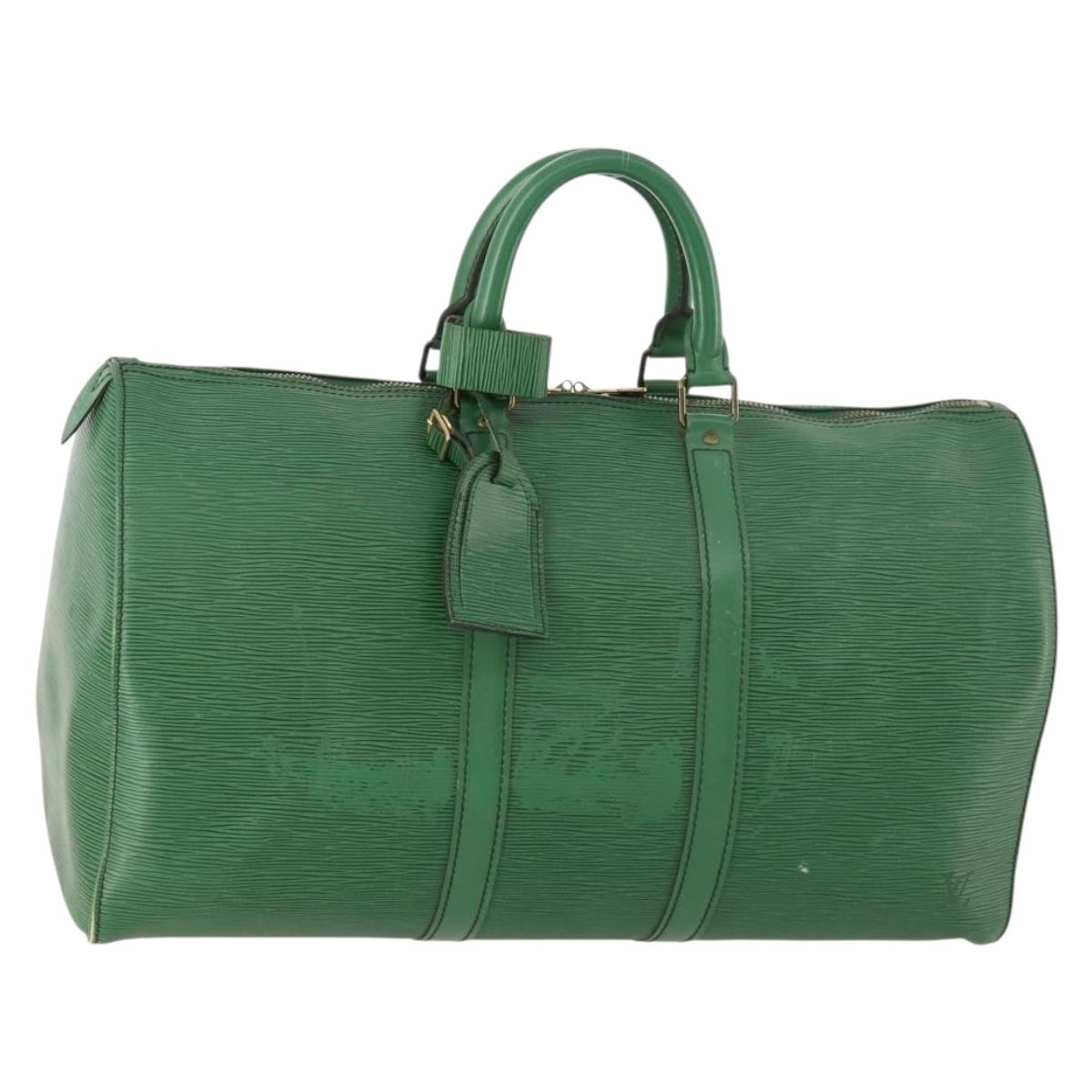 LOUIS VUITTON Epi Keepall 45 Boston Bag Green M42974 LV Auth 168281