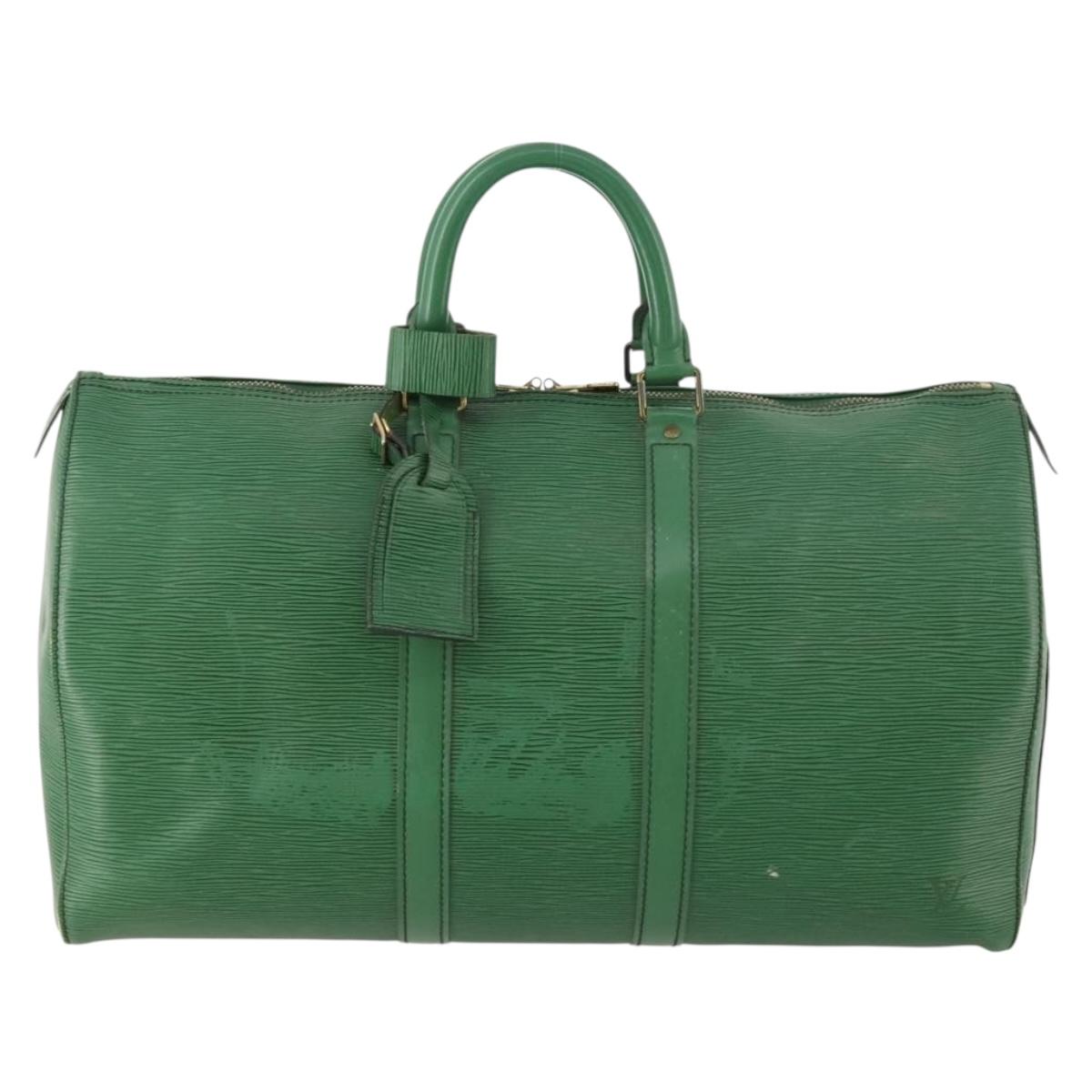 LOUIS VUITTON Epi Keepall 45 Boston Bag Green M42974 LV Auth 168281