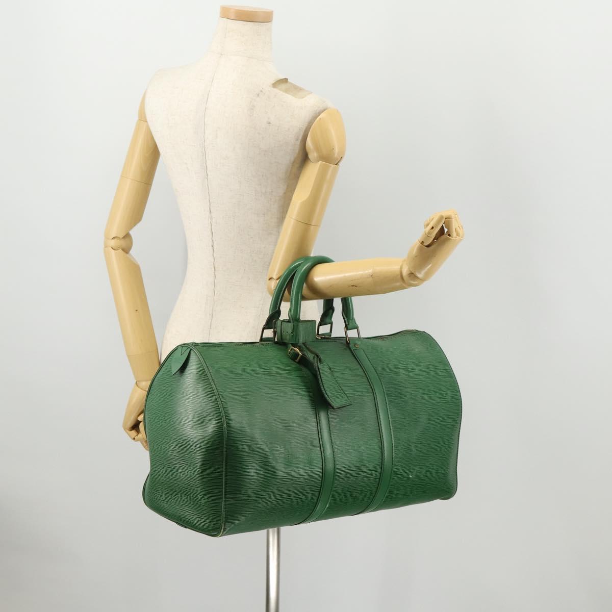 LOUIS VUITTON Epi Keepall 45 Boston Bag Green M42974 LV Auth 168281
