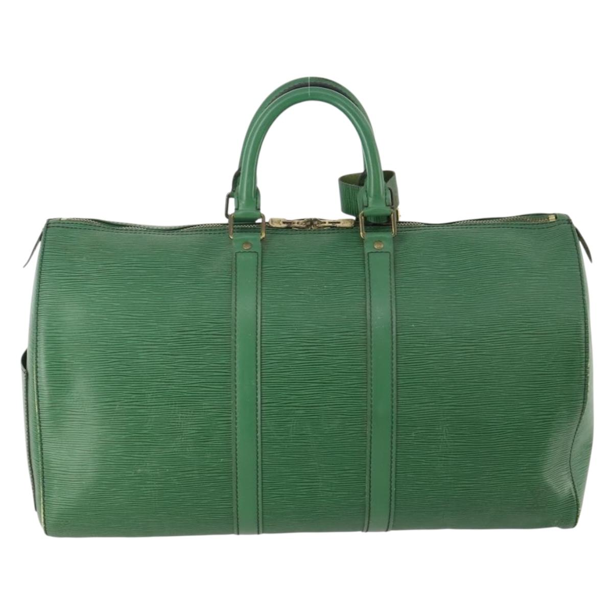 LOUIS VUITTON Epi Keepall 45 Boston Bag Green M42974 LV Auth 168281