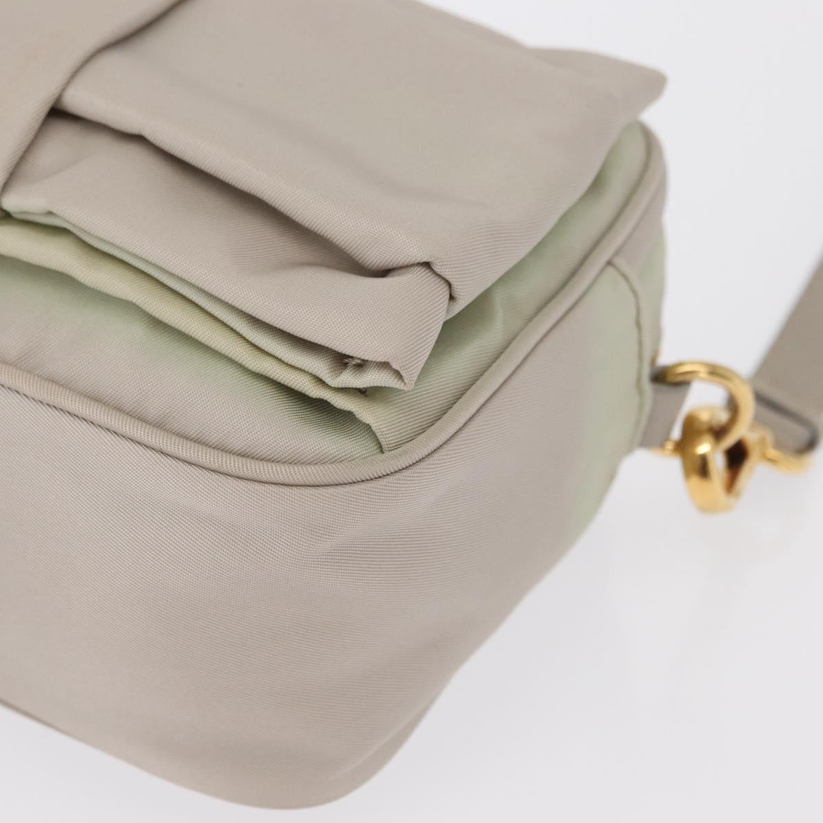 PRADA Shoulder Bag Nylon Ivory Gold Auth 168292