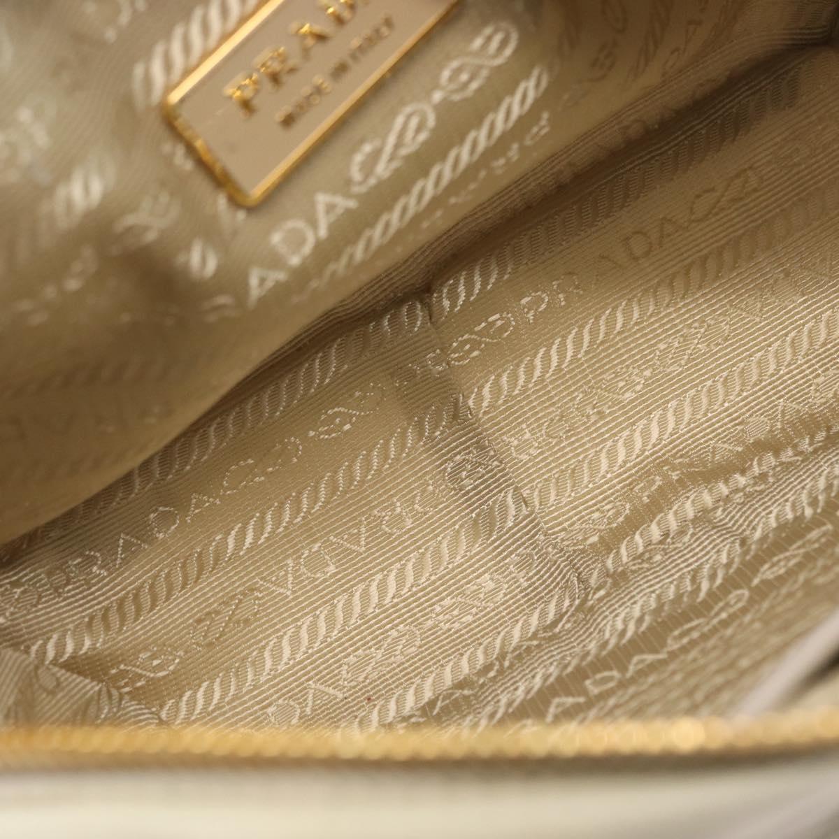 PRADA Shoulder Bag Nylon Ivory Gold Auth 168292