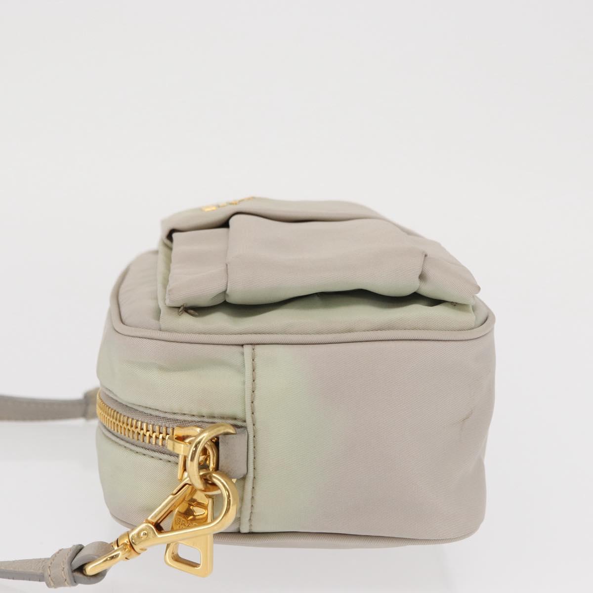 PRADA Shoulder Bag Nylon Ivory Gold Auth 168292