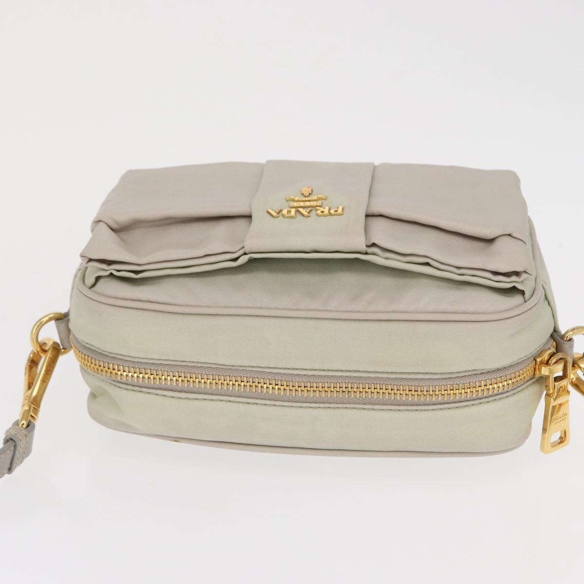 PRADA Shoulder Bag Nylon Ivory Gold Auth 168292