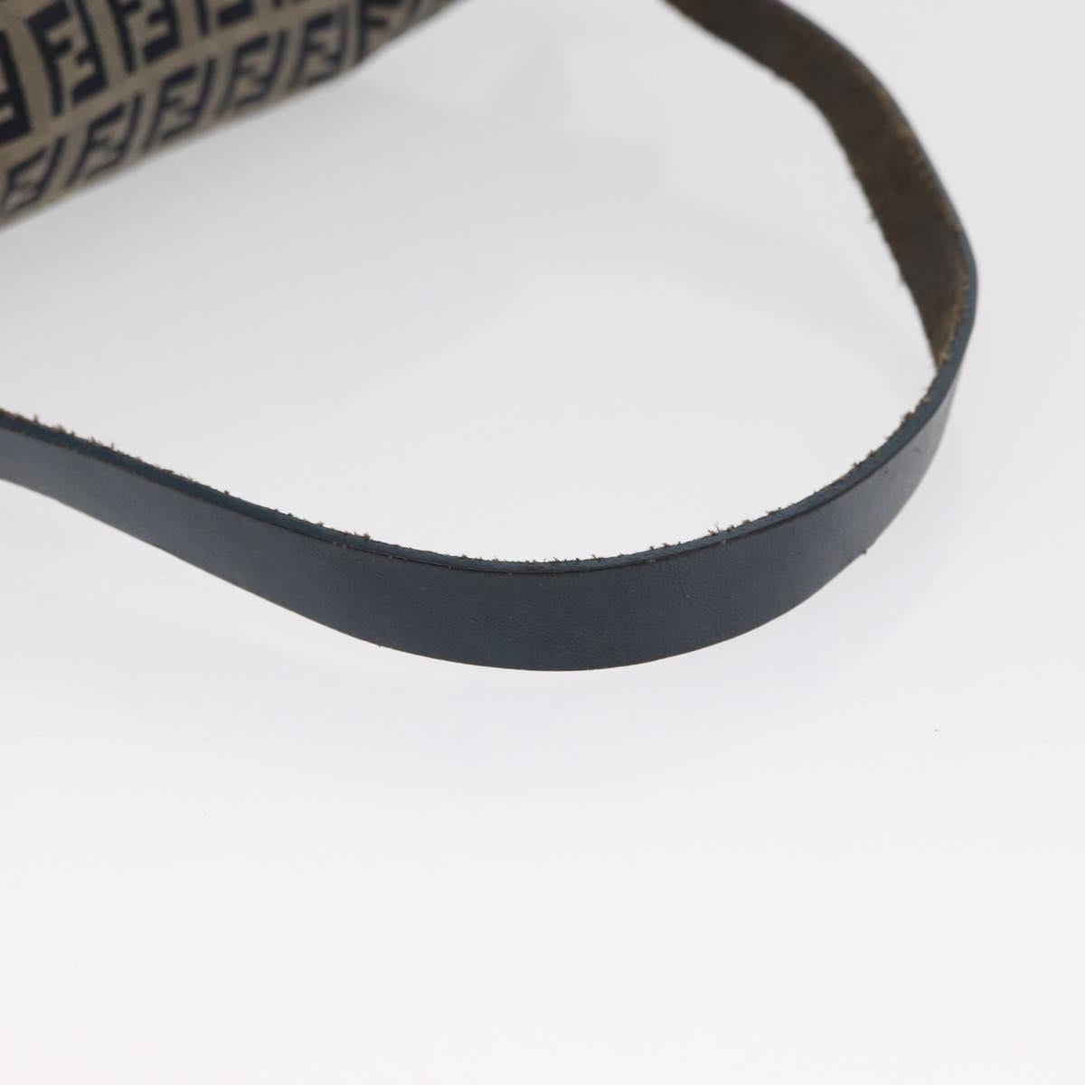 FENDI Zucchino Canvas Mamma Baguette Shoulder Bag Navy Silver Auth 168294