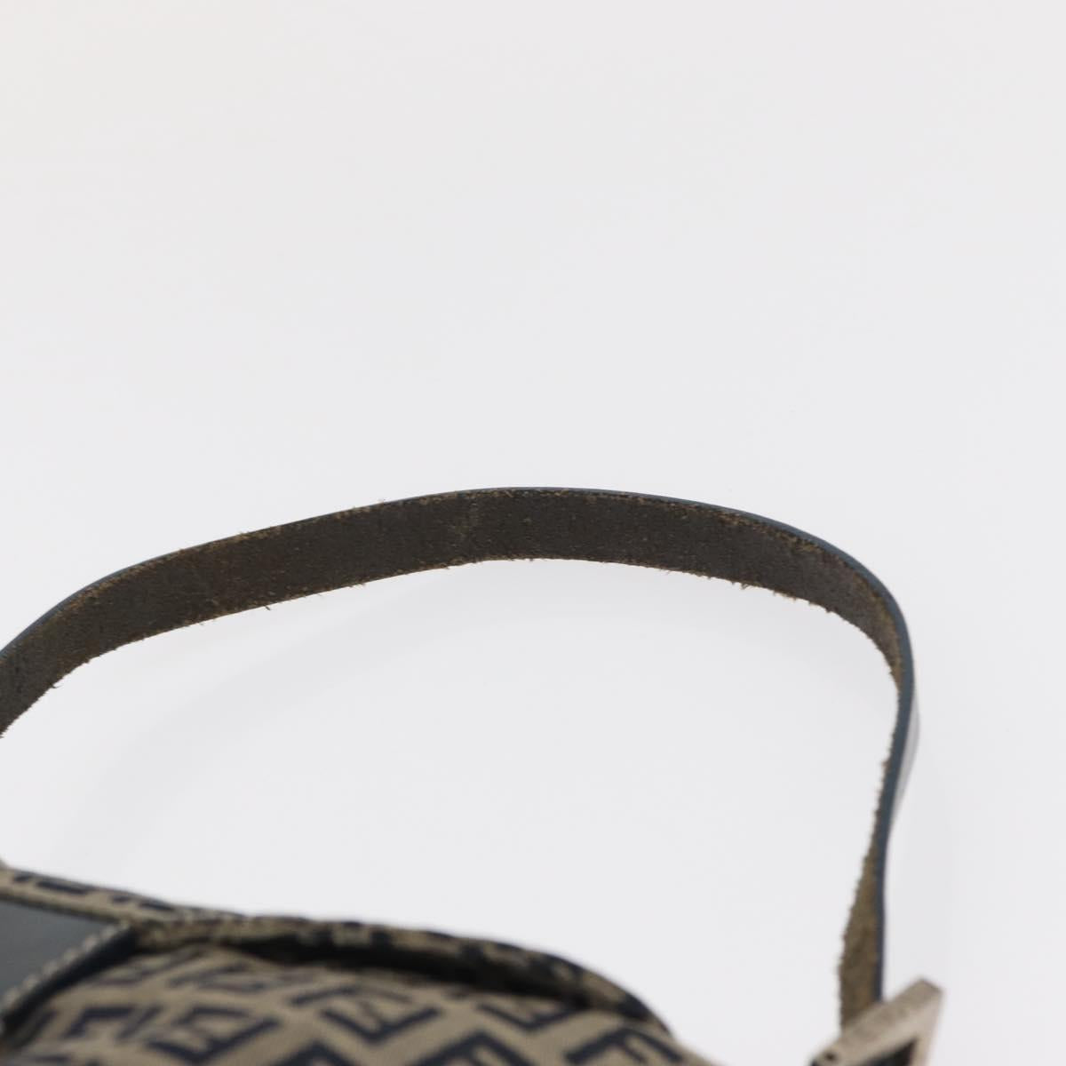 FENDI Zucchino Canvas Mamma Baguette Shoulder Bag Navy Silver Auth 168294