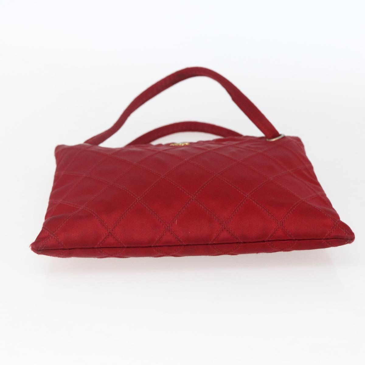 CHANEL Bicolore Hand Bag Nylon Red Gold CC Auth 168295