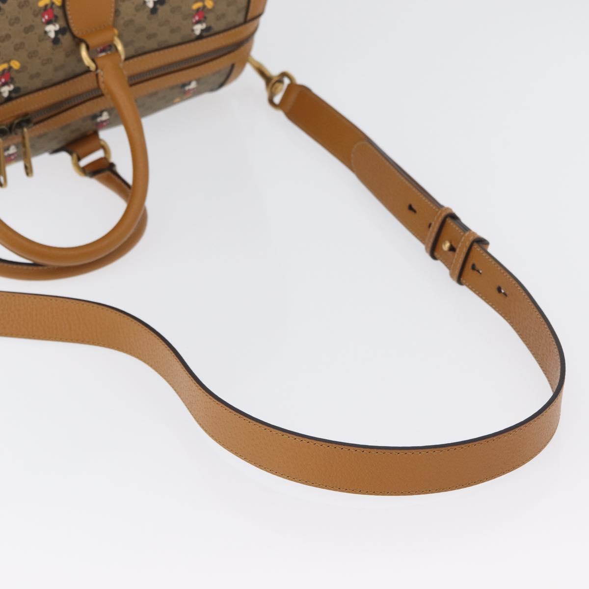 GUCCI Micro GG Supreme Disney Boston Bag PVC 2way Beige 547953 Auth 168297SM