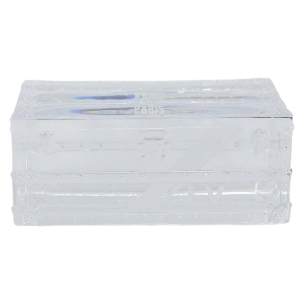 LOUIS VUITTON Crystal Trunk Paper Weight Glass Clear LV Auth 168299