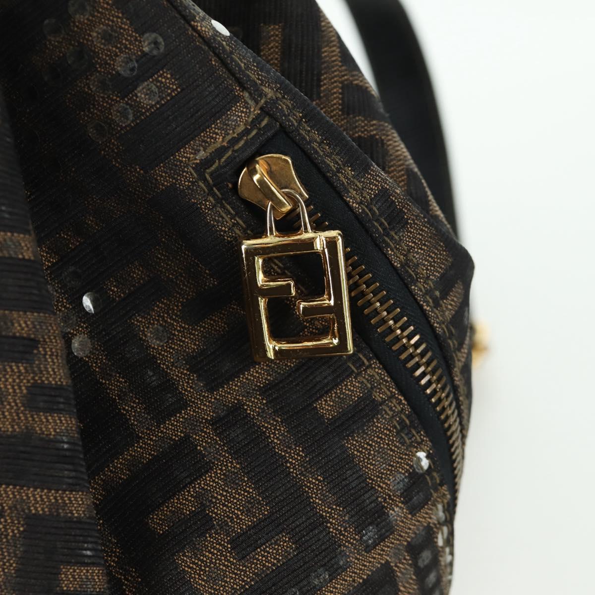 FENDI Zucca Canvas Backpack Brown Gold black Auth 168310SAV