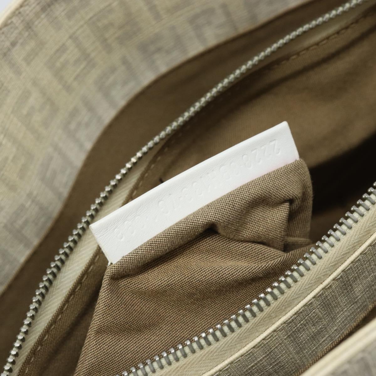 FENDI Zucchino Canvas Tote Bag White Silver Auth 168311A