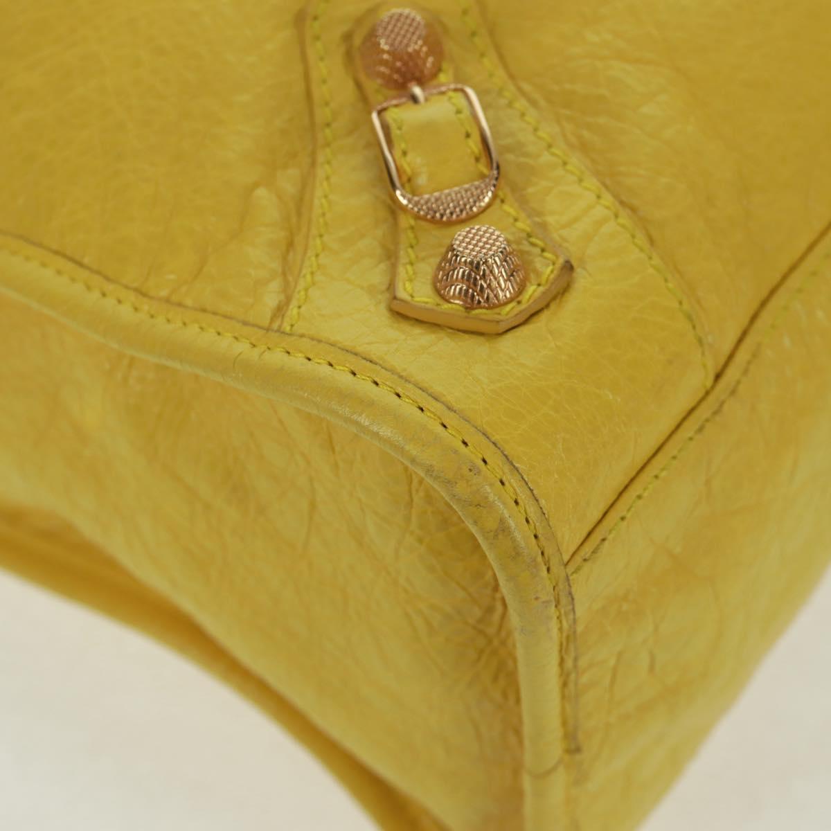 BALENCIAGA Giant City Hand Bag Leather 2way Yellow Gold 281770 Auth 168314SAV