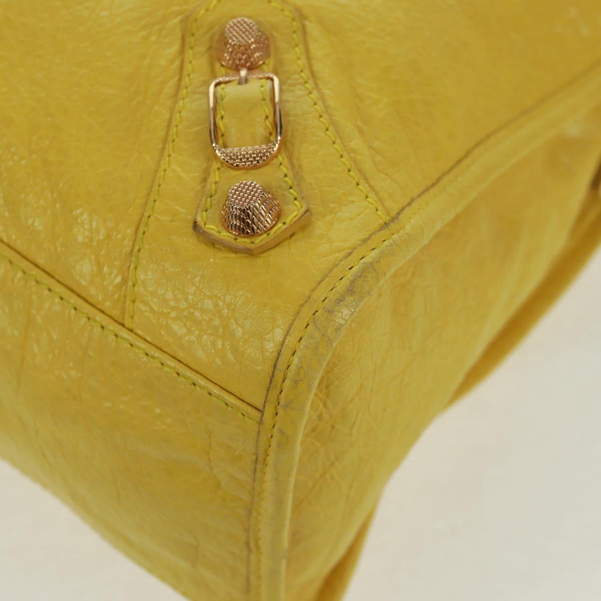 BALENCIAGA Giant City Hand Bag Leather 2way Yellow Gold 281770 Auth 168314SAV