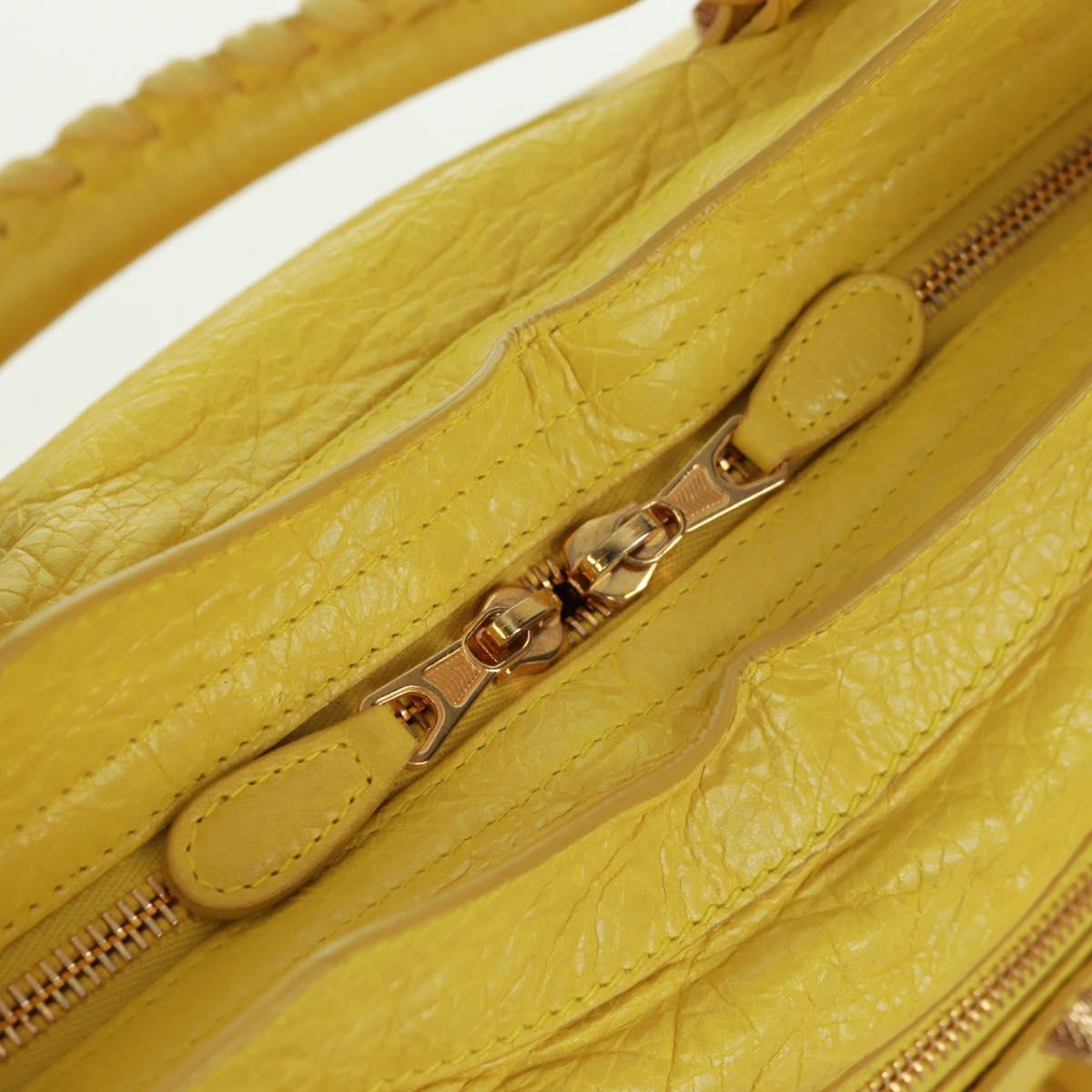 BALENCIAGA Giant City Hand Bag Leather 2way Yellow Gold 281770 Auth 168314SAV