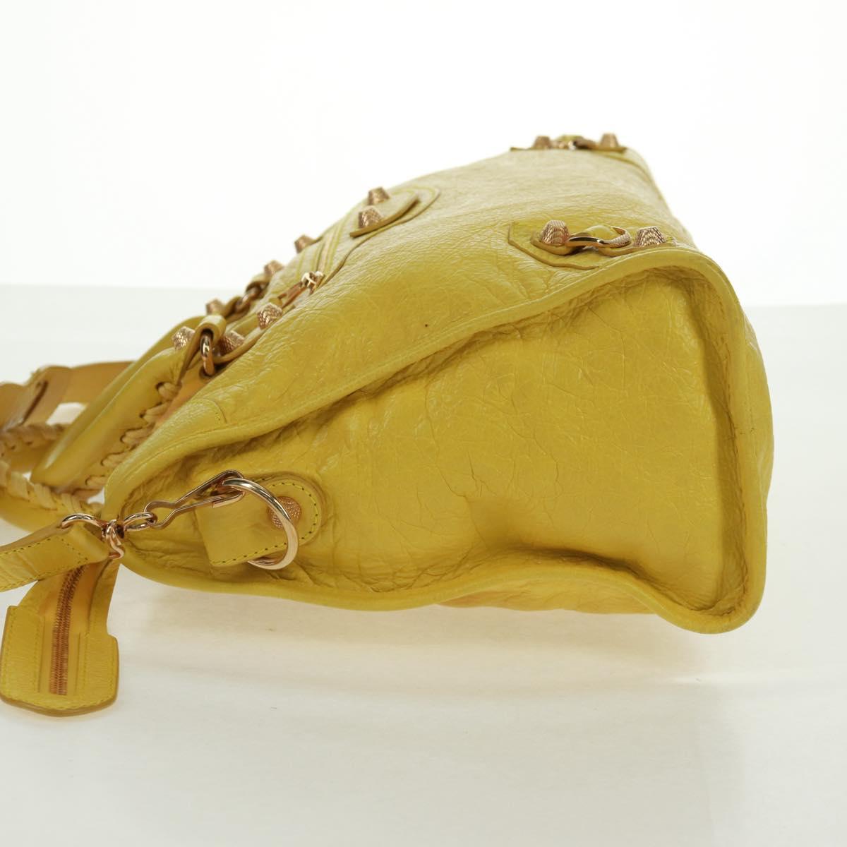 BALENCIAGA Giant City Hand Bag Leather 2way Yellow Gold 281770 Auth 168314SAV