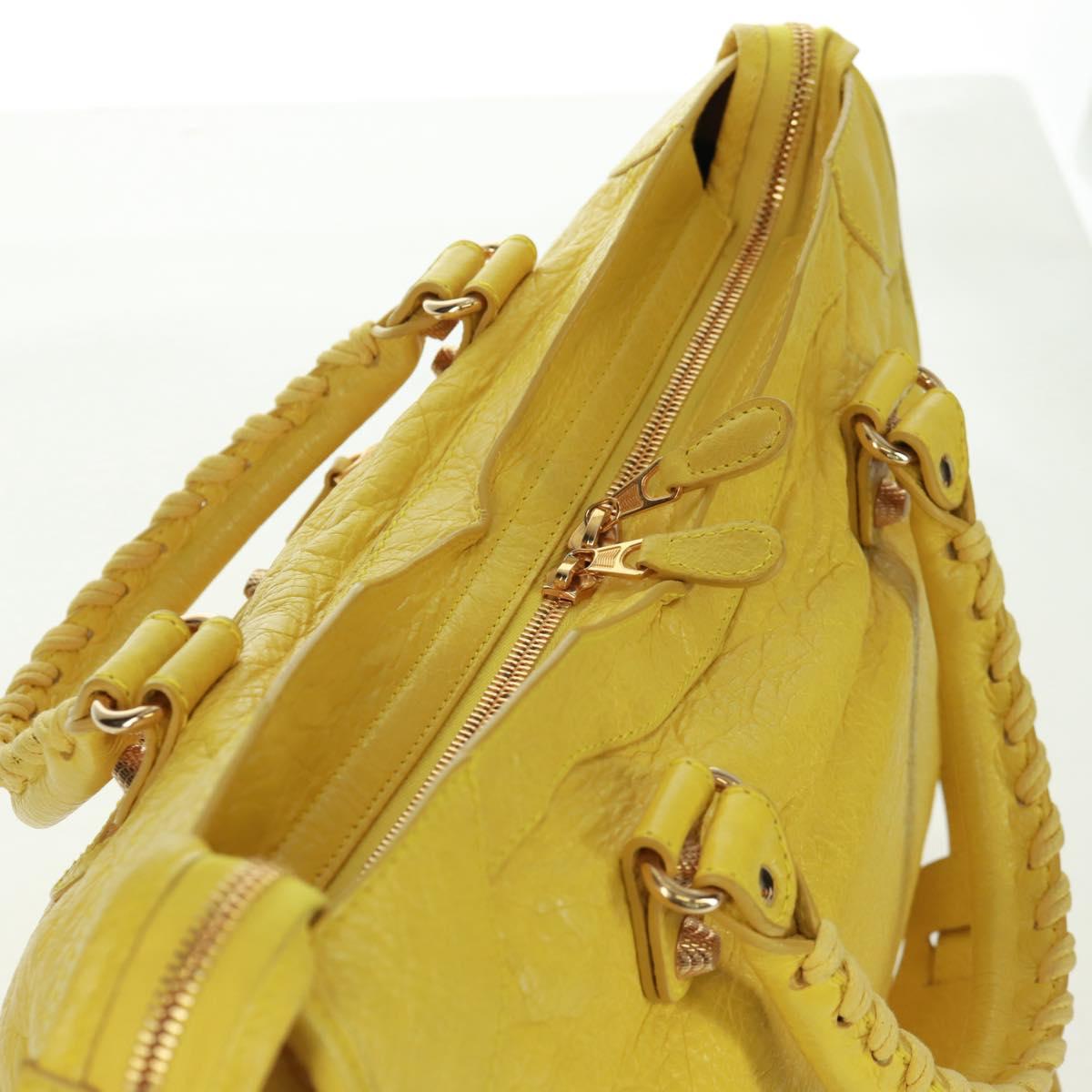 BALENCIAGA Giant City Hand Bag Leather 2way Yellow Gold 281770 Auth 168314SAV