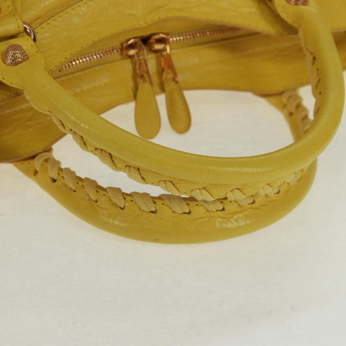 BALENCIAGA Giant City Hand Bag Leather 2way Yellow Gold 281770 Auth 168314SAV