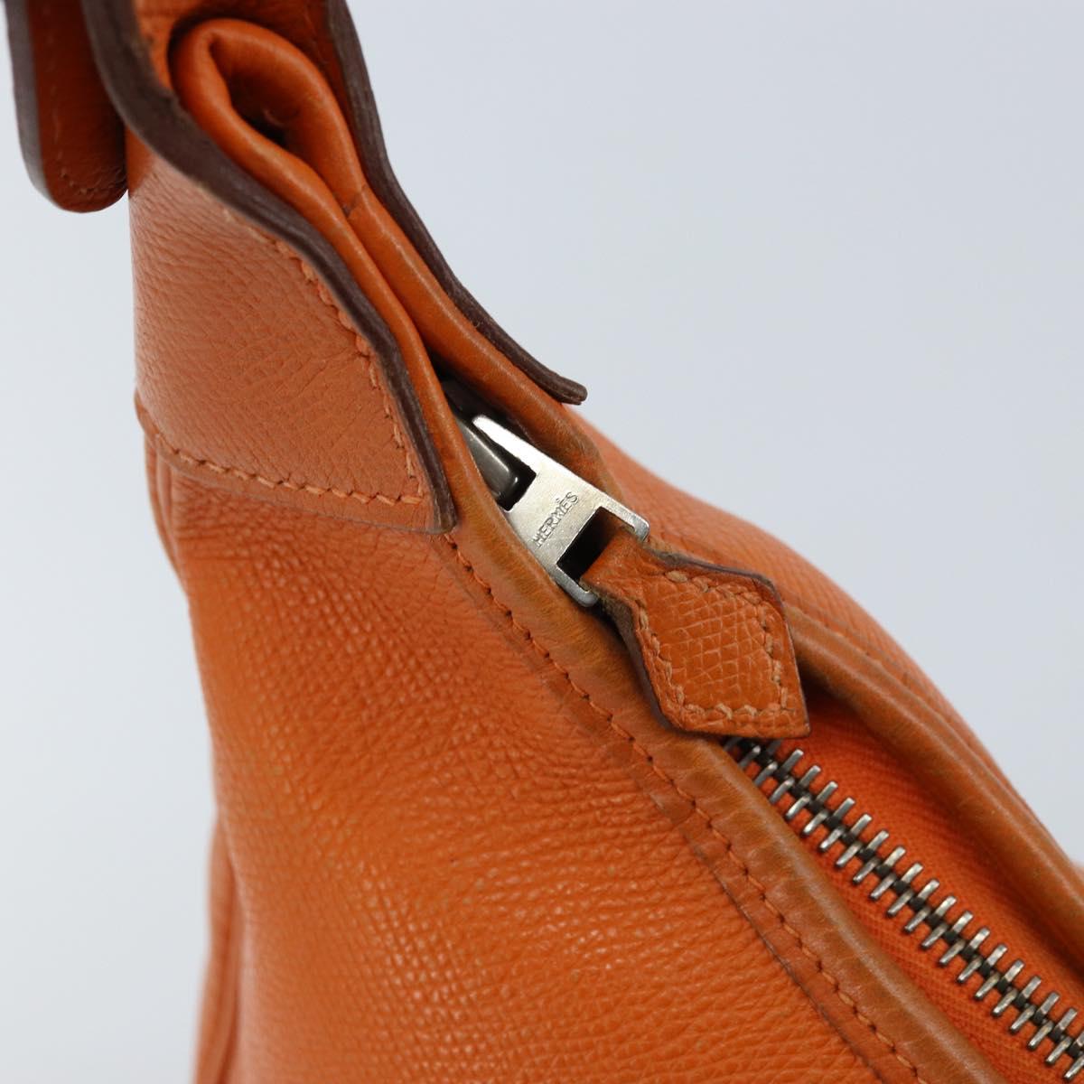 HERMES Trim 31 Shoulder Bag Leather Orange Silver Auth 168319V