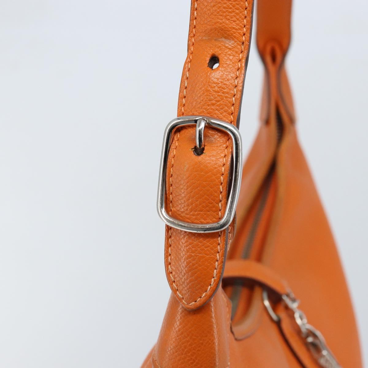 HERMES Trim 31 Shoulder Bag Leather Orange Silver Auth 168319V