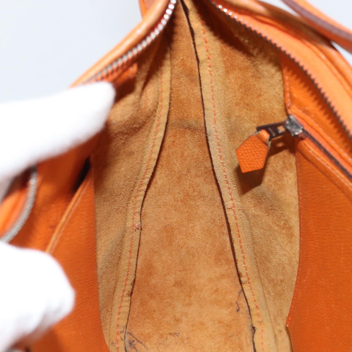 HERMES Trim 31 Shoulder Bag Leather Orange Silver Auth 168319V