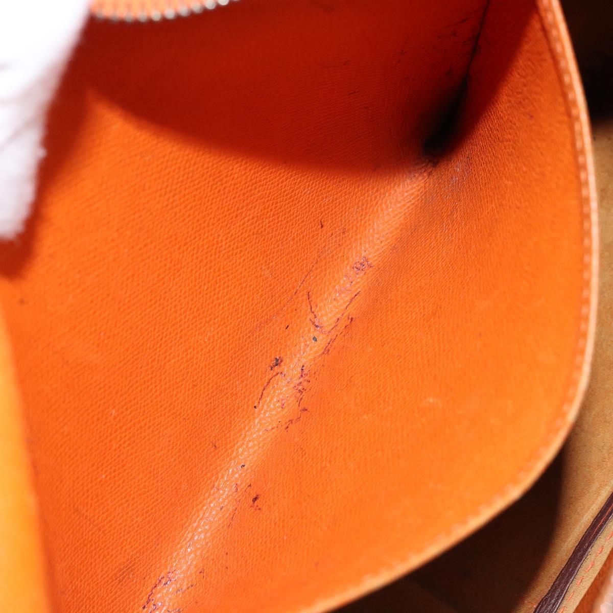 HERMES Trim 31 Shoulder Bag Leather Orange Silver Auth 168319V