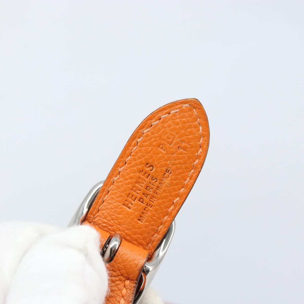 HERMES Trim 31 Shoulder Bag Leather Orange Silver Auth 168319V