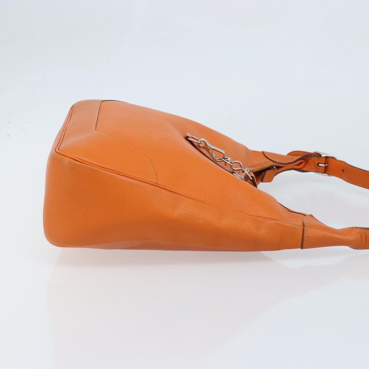 HERMES Trim 31 Shoulder Bag Leather Orange Silver Auth 168319V