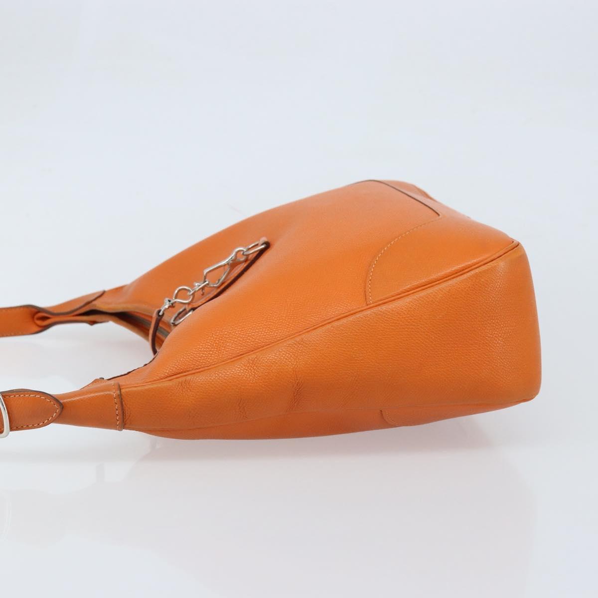 HERMES Trim 31 Shoulder Bag Leather Orange Silver Auth 168319V