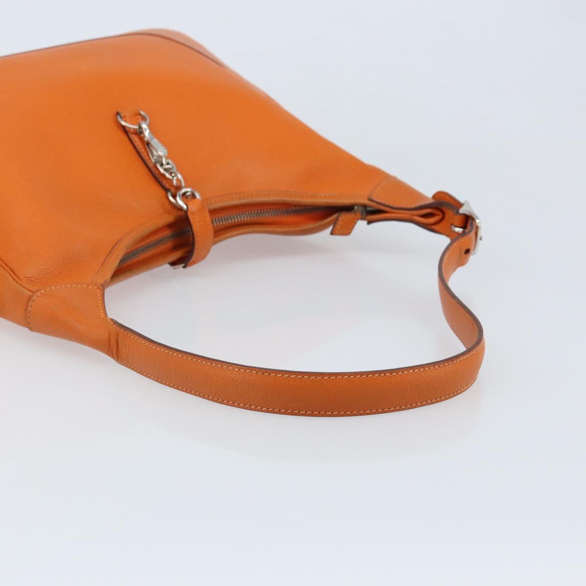 HERMES Trim 31 Shoulder Bag Leather Orange Silver Auth 168319V