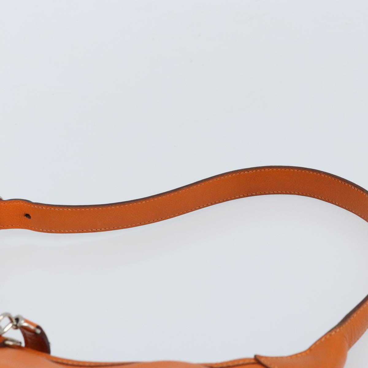 HERMES Trim 31 Shoulder Bag Leather Orange Silver Auth 168319V