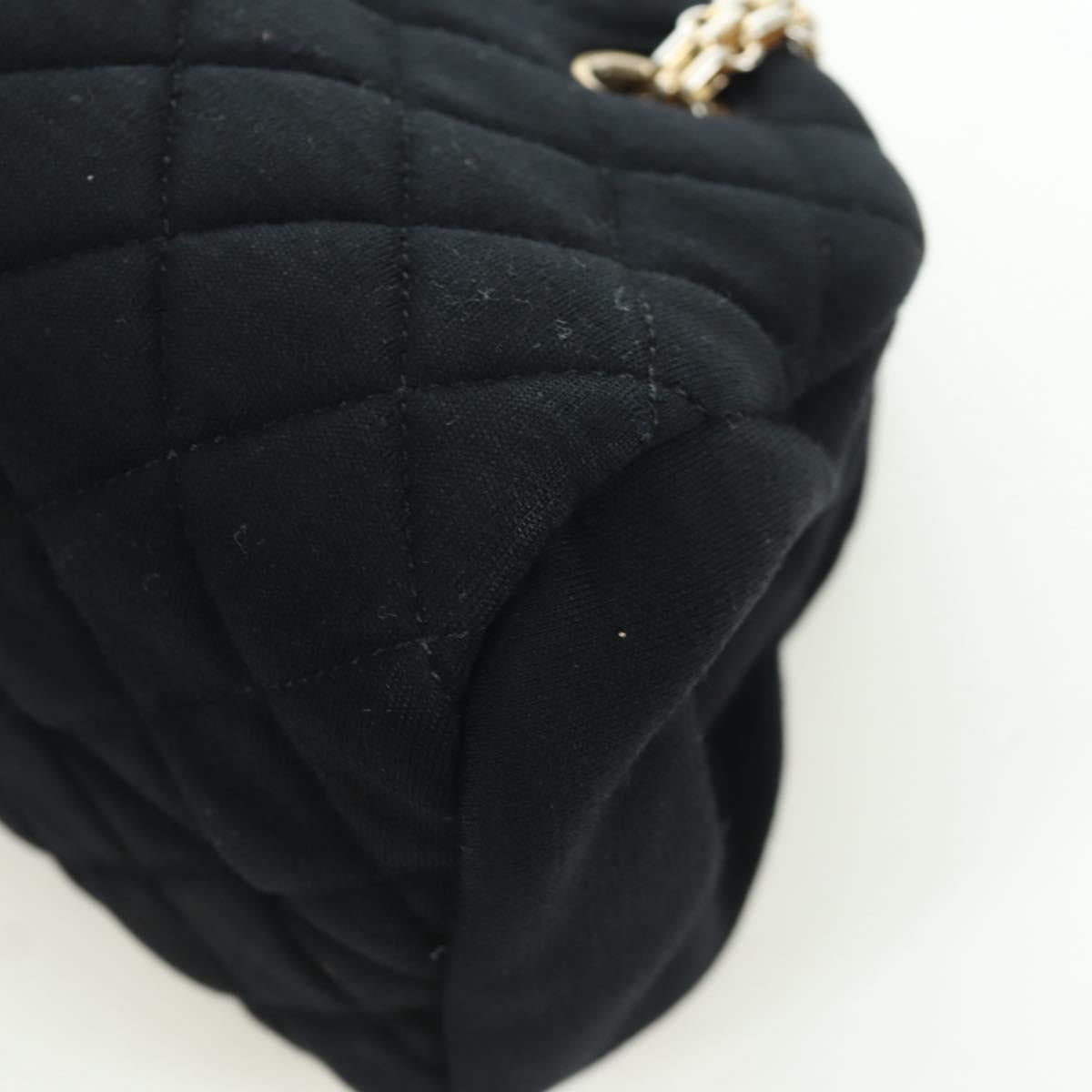 CHANEL Matelasse Chain Shoulder Bag Jersey Black Gold CC Auth 168322V