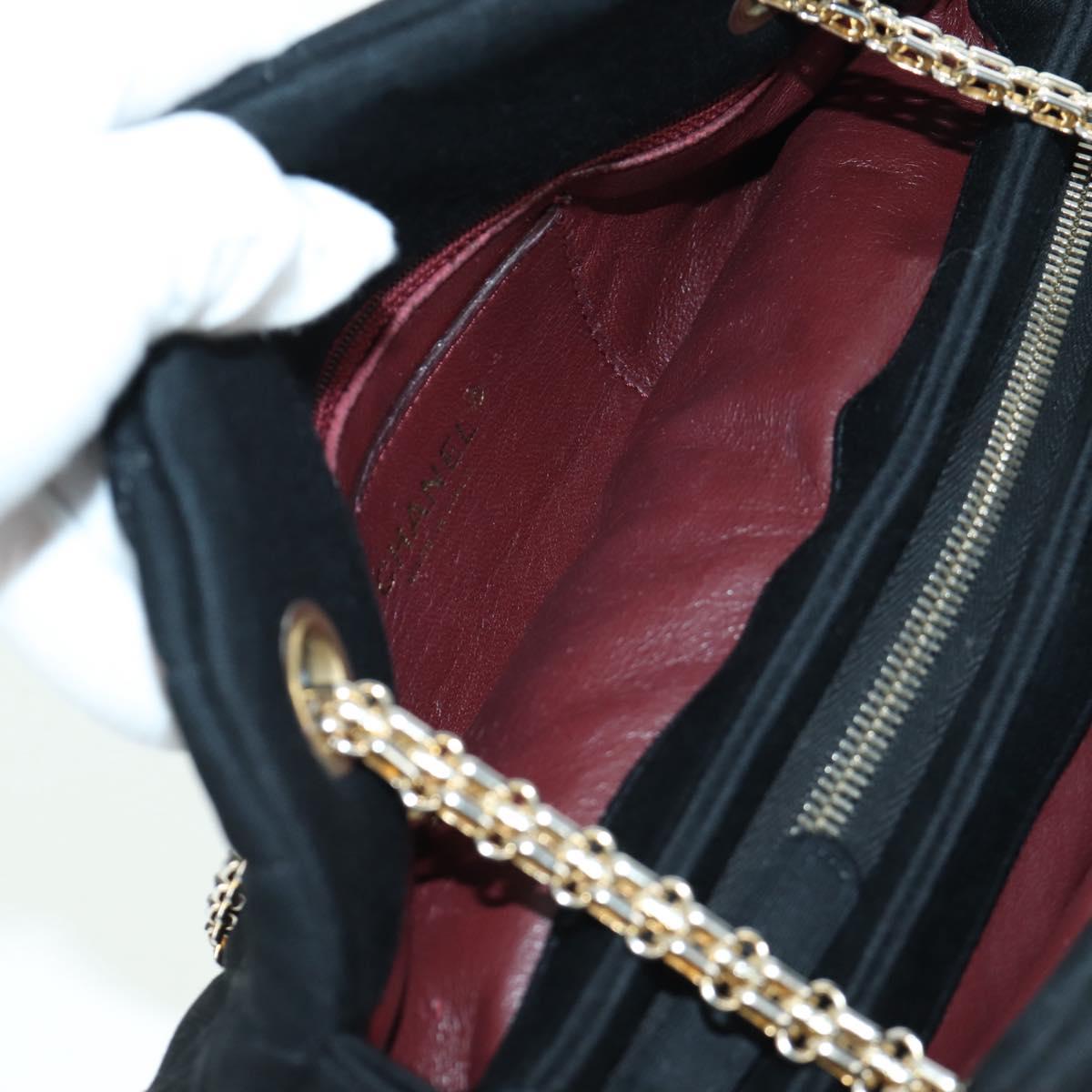 CHANEL Matelasse Chain Shoulder Bag Jersey Black Gold CC Auth 168322V