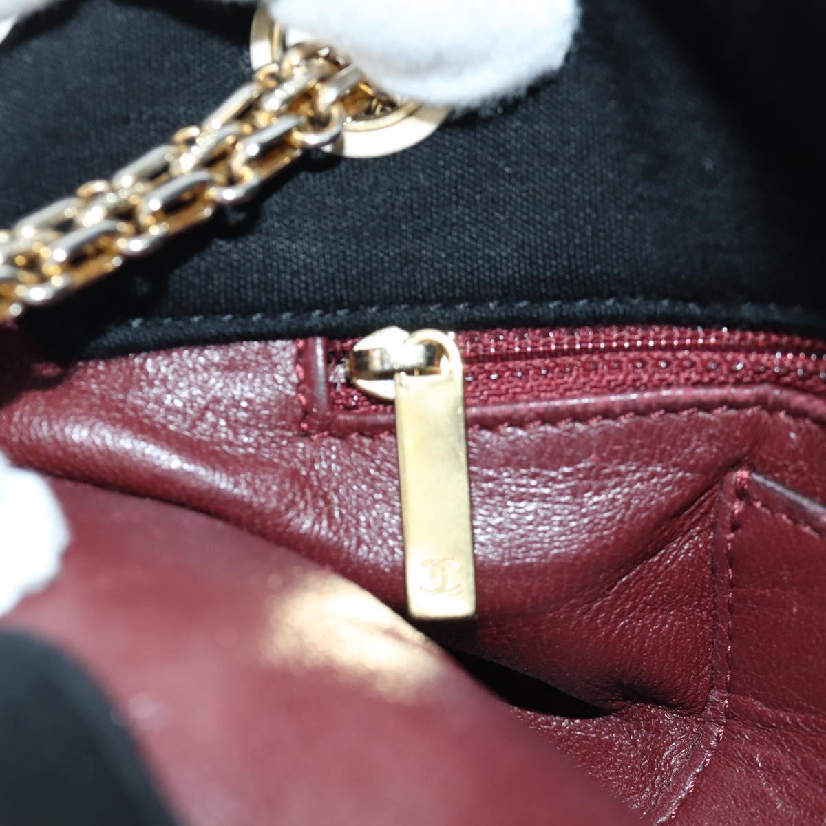 CHANEL Matelasse Chain Shoulder Bag Jersey Black Gold CC Auth 168322V