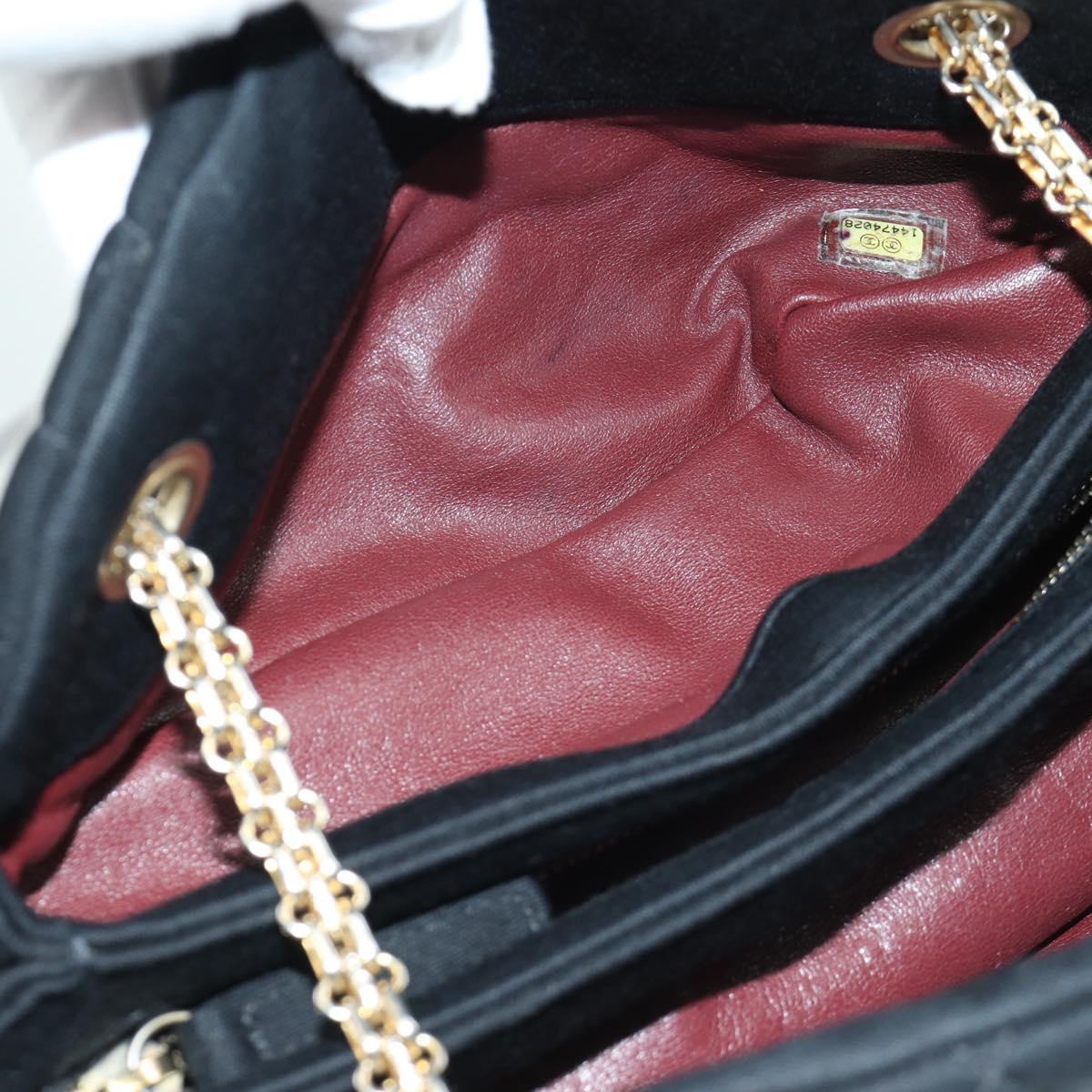 CHANEL Matelasse Chain Shoulder Bag Jersey Black Gold CC Auth 168322V