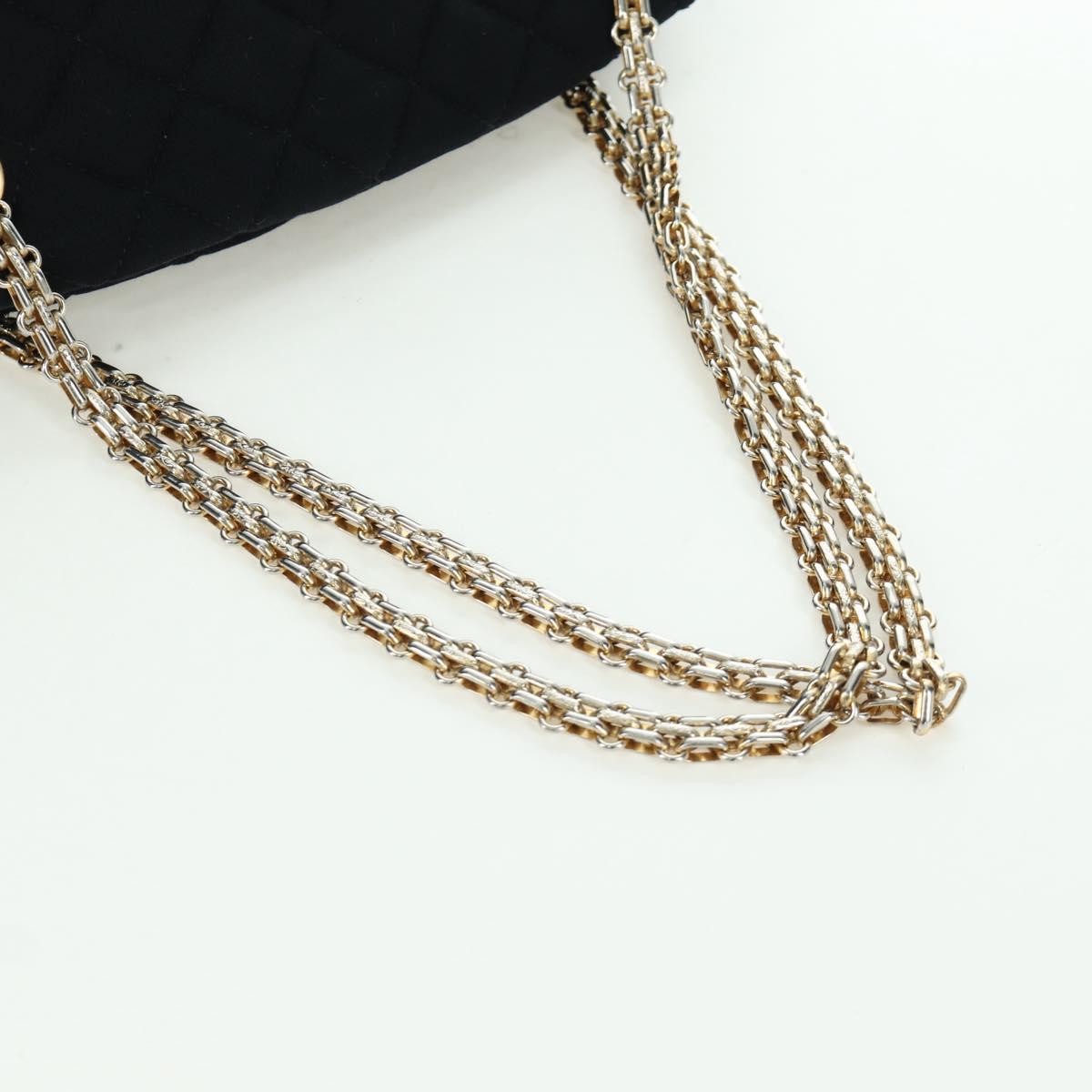 CHANEL Matelasse Chain Shoulder Bag Jersey Black Gold CC Auth 168322V
