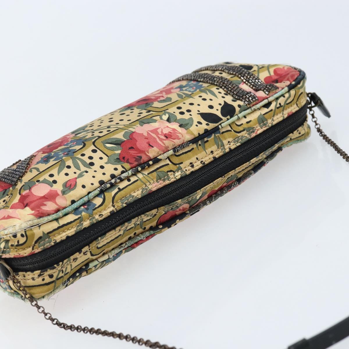 Christian Dior Chain Shoulder Bag Satin Beige Auth 168326A