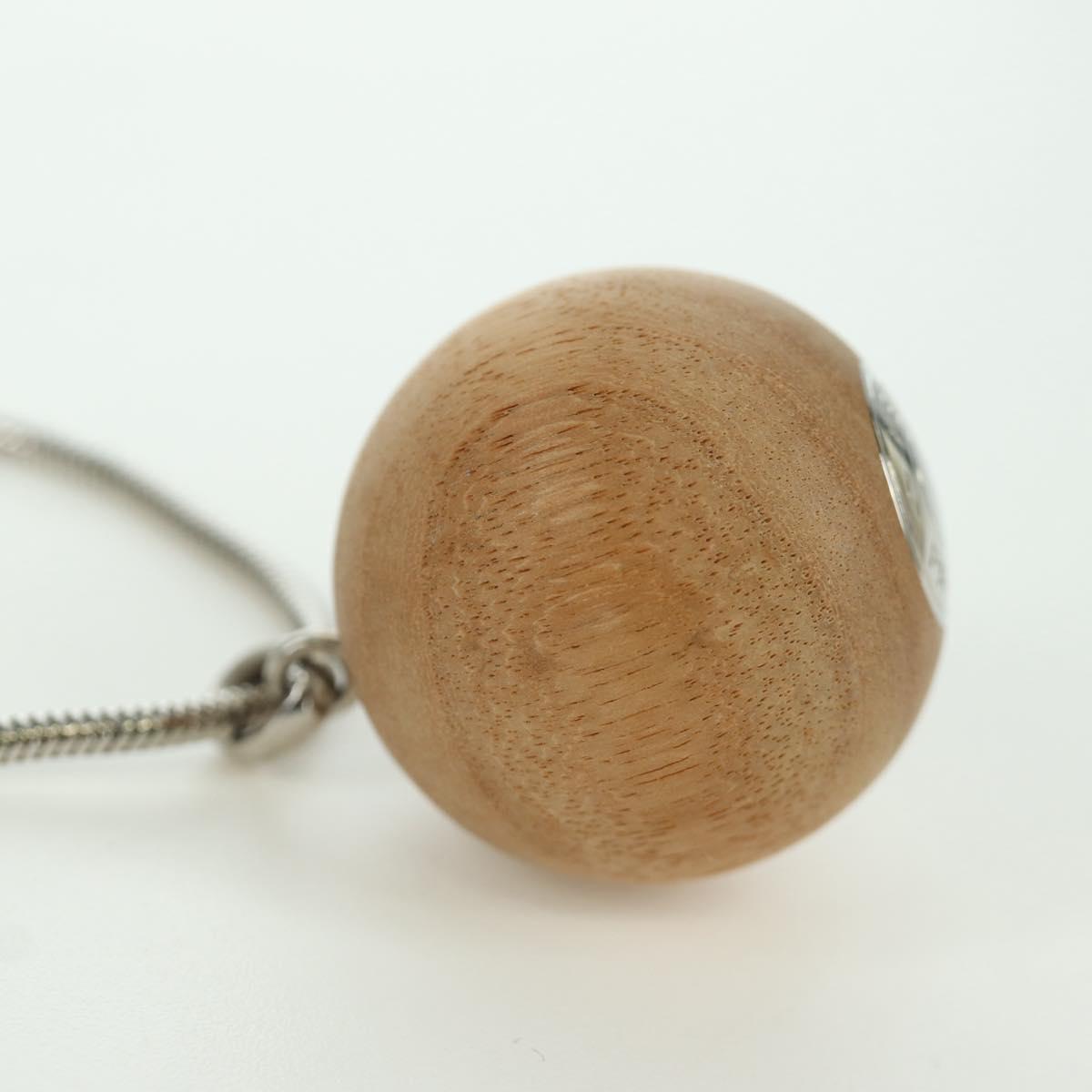 HERMES Serie Woodball Necklace metal Beige Auth 168329M