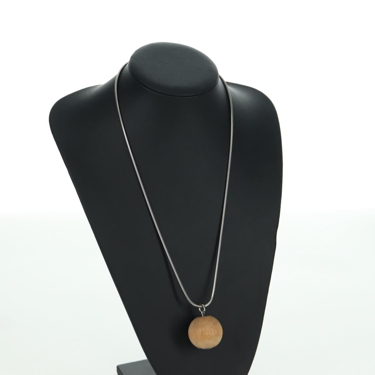 HERMES Serie Woodball Necklace metal Beige Auth 168329M
