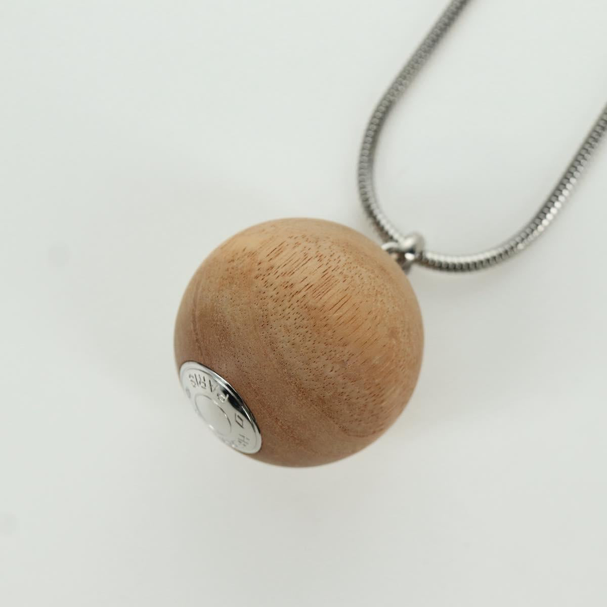 HERMES Serie Woodball Necklace metal Beige Auth 168329M