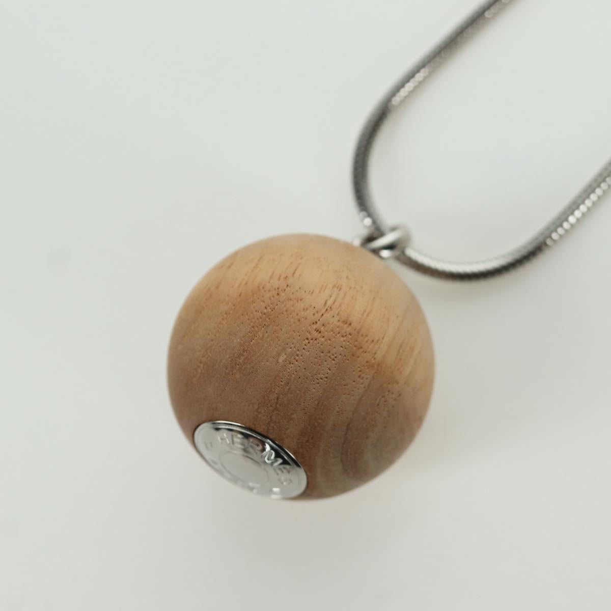 HERMES Serie Woodball Necklace metal Beige Auth 168329M