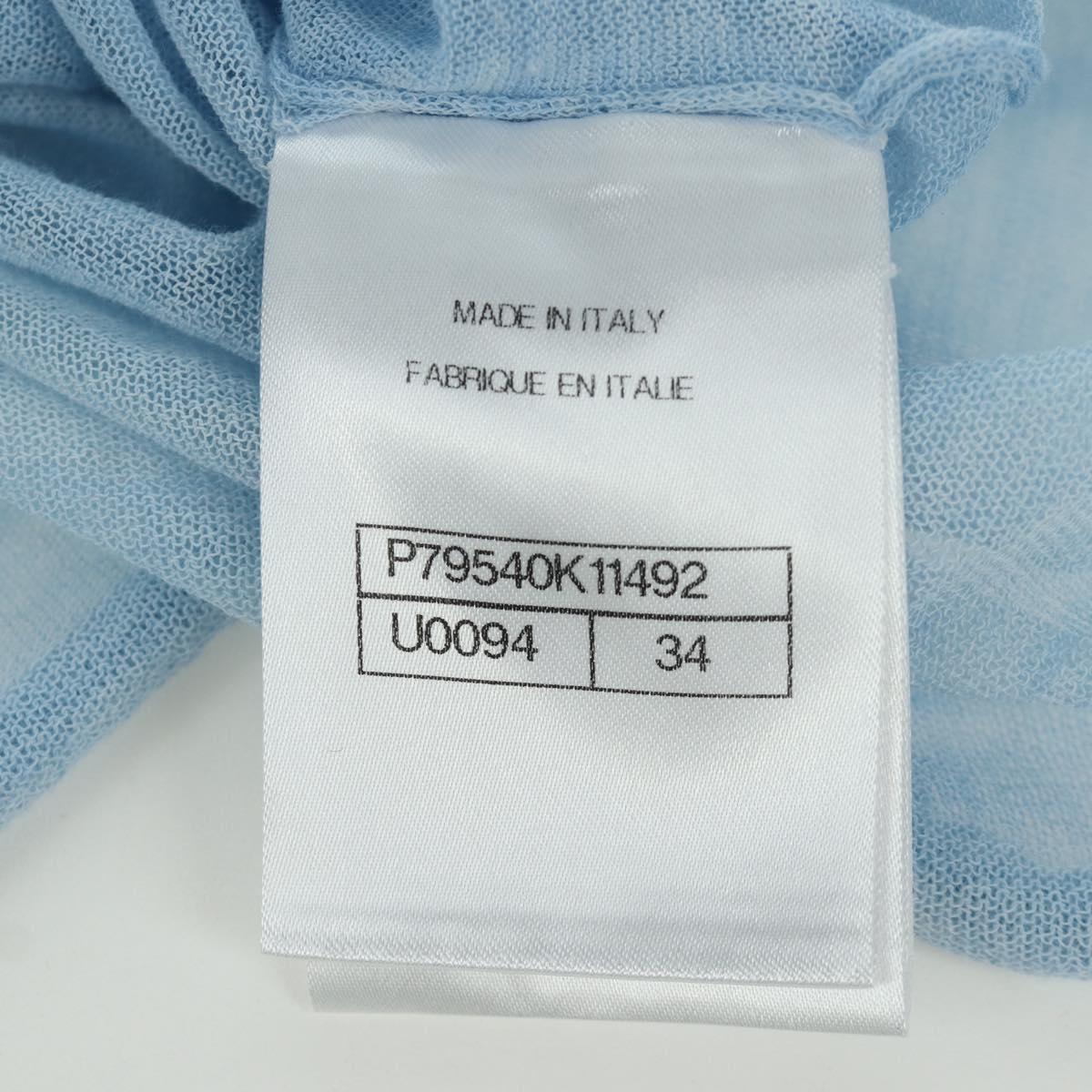 CHANEL Knitted Fabrics Short Sleeved T Shirt Cotton Light Blue CC Auth 168330M