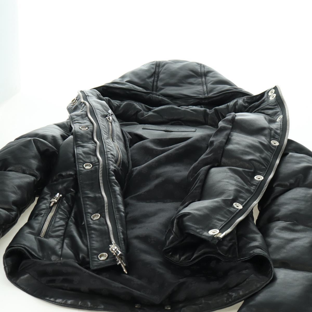 Chrome Hearts Down Jacket Lamb Skin XS Black Auth 168331SM