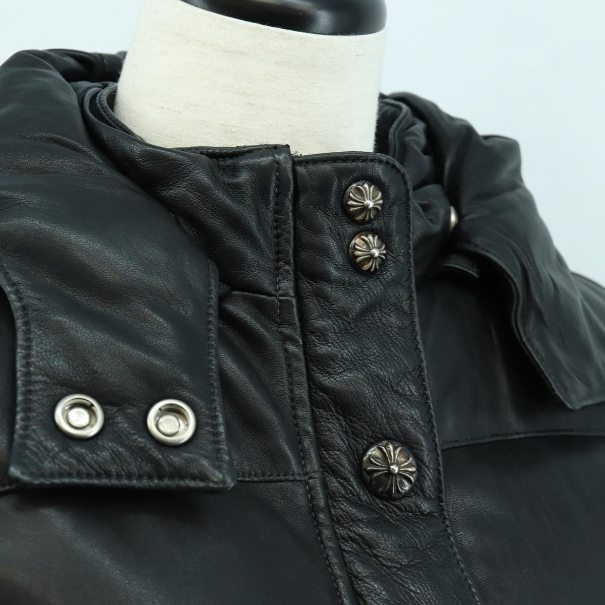 Chrome Hearts Down Jacket Lamb Skin XS Black Auth 168331SM