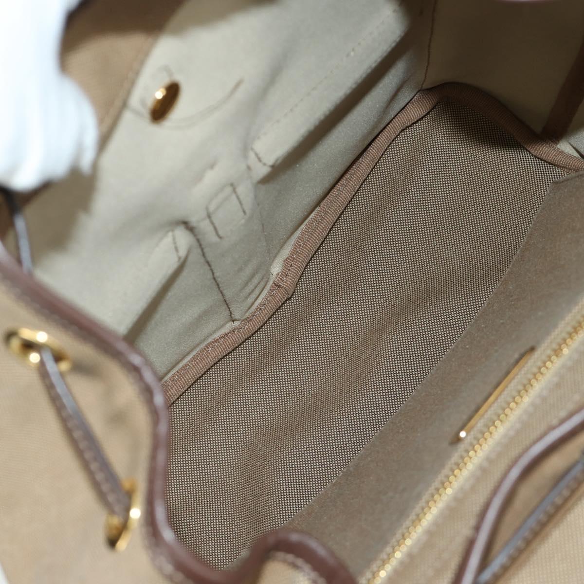 PRADA Backpack Canvas Beige Gold Auth 168350V