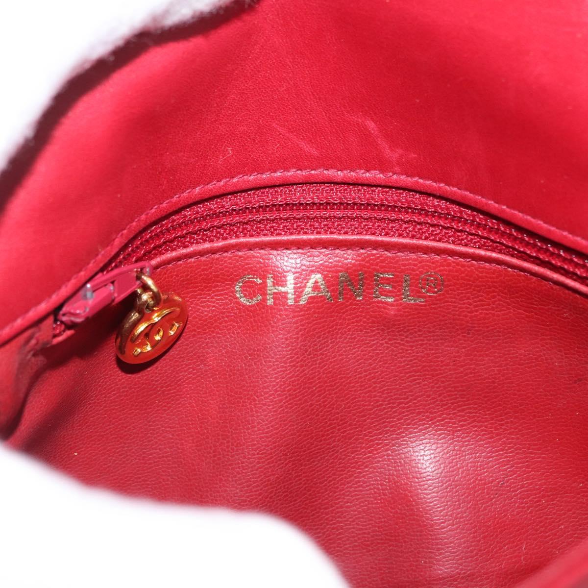 CHANEL Triple Coco Waist bag Lamb Skin Red Gold CC Auth 168355SAV